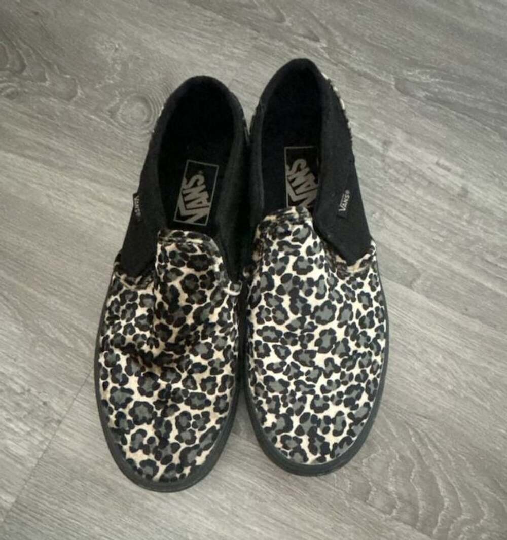 Vans Asher Slip On Leopard Black Shoes